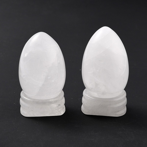 PandaHall Natural Quartz Crystal Display Decorations, with Base, Egg Shape Stone, 56mm, Egg: 47x30mm Quartz Crystal Egg
PandaHall Natural Quartz Crystal Display Decorations, with Base, Egg Shape Stone, 56mm, Egg: 47x30mm Quartz Crystal Egg