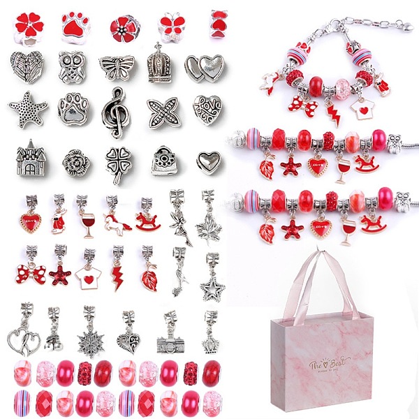 PandaHall DIY Alloy European Bracelets Making Kits, including Alloy and Resin European Beads, Alloy Enamel Dangle European Charms, Paper Box..., Red
PandaHall DIY Alloy European Bracelets Making Kits, including Alloy and Resin European Beads, Alloy Enamel Dangle European Charms, Paper Box..., Red