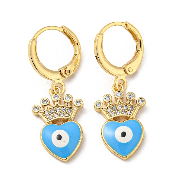 PandaHall Real 18K Gold Plated Brass Dangle Leverback Earrings, with Enamel and Cubic Zirconia, Heart with Evil Eye, Deep Sky Blue, 30x11mm...
PandaHall Real 18K Gold Plated Brass Dangle Leverback Earrings, with Enamel and Cubic Zirconia, Heart with Evil Eye, Deep Sky Blue, 30x11mm...