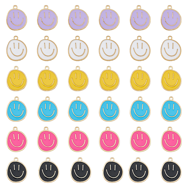 PandaHall SUPERFINDINGS 60Pcs 6 Colors Alloy Enamel Pendants, Golden, Flat Round with Smiling Face Charm, Mixed Color, 24.5x20x1.5mm, Hole..., Multicolor
PandaHall SUPERFINDINGS 60Pcs 6 Colors Alloy Enamel Pendants, Golden, Flat Round with Smiling Face Charm, Mixed Color, 24.5x20x1.5mm, Hole..., Multicolor