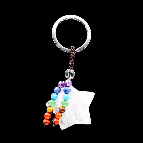 PandaHall Natural Quartz Crystal & Mixed Gemstone Star Pendant Keychain, Chakra Yoga Alloy Key Rings for Men Women, 70mm Quartz Crystal Star
PandaHall Natural Quartz Crystal & Mixed Gemstone Star Pendant Keychain, Chakra Yoga Alloy Key Rings for Men Women, 70mm Quartz Crystal Star