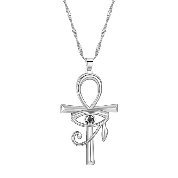 PandaHall Ankh Cross with Eye of Horus Rhinestone Pendant Necklace, Alloy Jewelry for Men Women, Platinum, 17.72~18.90 inch(45~48cm)..., Black
PandaHall Ankh Cross with Eye of Horus Rhinestone Pendant Necklace, Alloy Jewelry for Men Women, Platinum, 17.72~18.90 inch(45~48cm)..., Black