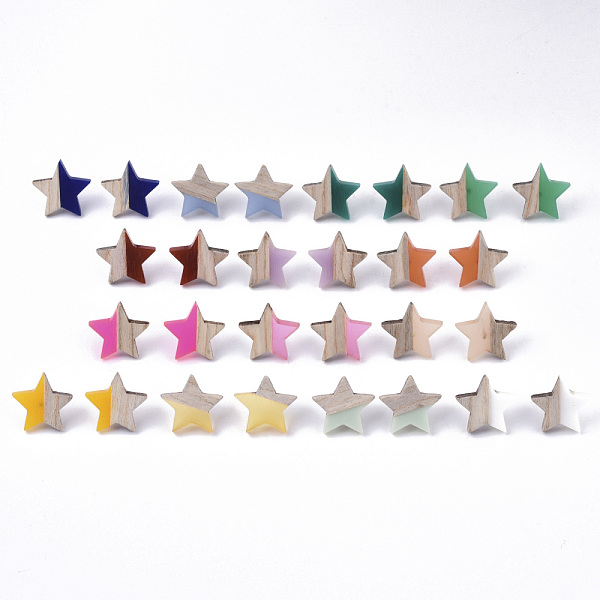 PandaHall Resin & Wood Stud Earrings, with 304 Stainless Steel Pin, Star, Mixed Color, 17x18mm, Pin: 0.7mm Resin Star Multicolor
PandaHall Resin & Wood Stud Earrings, with 304 Stainless Steel Pin, Star, Mixed Color, 17x18mm, Pin: 0.7mm Resin Star Multicolor