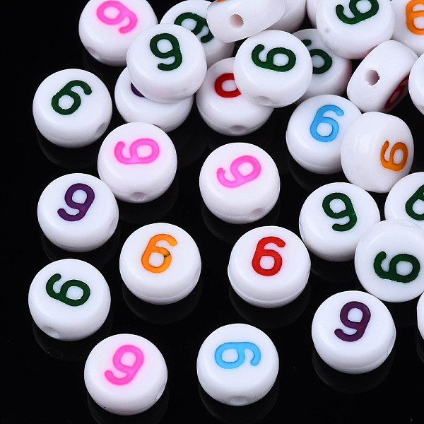 PandaHall White Opaque Acrylic Beads, Flat Round with Mixed Color Number, Num.9, 7x3.5mm, Hole: 1.2mm, about 3800pcs/500g Acrylic Number..., Multicolor
PandaHall White Opaque Acrylic Beads, Flat Round with Mixed Color Number, Num.9, 7x3.5mm, Hole: 1.2mm, about 3800pcs/500g Acrylic Number..., Multicolor