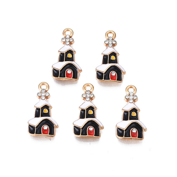 PandaHall Rack Plating Alloy Enamel Pendants, with Crystal Rhinestone, Cadmium Free & Nickel Free & Lead Free, Light Gold, Christmas, House..., Black
PandaHall Rack Plating Alloy Enamel Pendants, with Crystal Rhinestone, Cadmium Free & Nickel Free & Lead Free, Light Gold, Christmas, House..., Black
