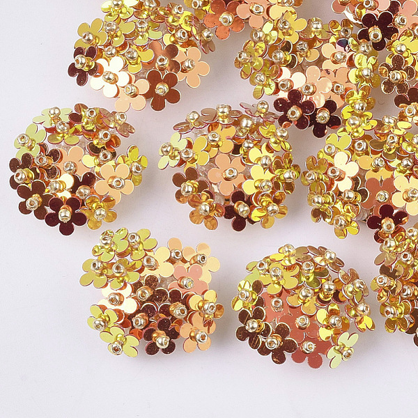 PandaHall PVC Paillette Cabochons, Cluster Beads, with Glass Seed Beads and Golden Plated Brass Perforated Disc Settings, Flower, Orange...
PandaHall PVC Paillette Cabochons, Cluster Beads, with Glass Seed Beads and Golden Plated Brass Perforated Disc Settings, Flower, Orange...