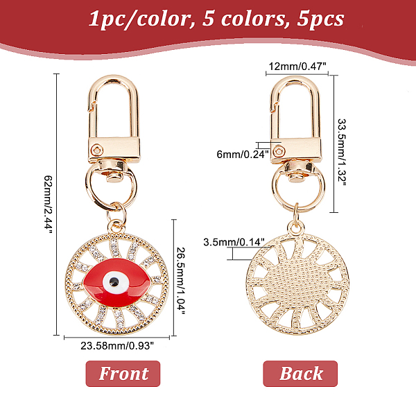 PandaHall arricraft 5 Pcs Evil Eye Keychain, 5 Colors Light Gold Clasp Evil Eye Protection Charm Flat Round Alloy Good Luck Keychain for..., Multicolor
PandaHall arricraft 5 Pcs Evil Eye Keychain, 5 Colors Light Gold Clasp Evil Eye Protection Charm Flat Round Alloy Good Luck Keychain for..., Multicolor