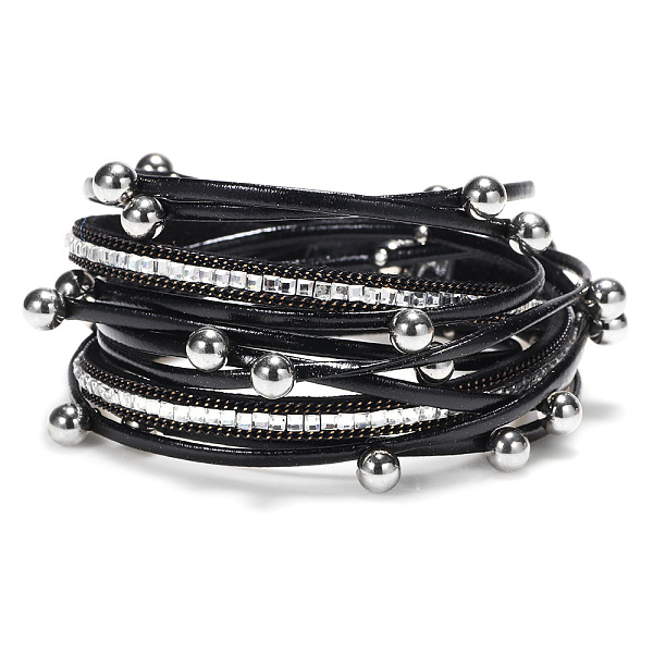 PandaHall PU Leather Multi-strand Bracelets, with Alloy Magnetic Clasp and Rhinestone, Round, Platinum, Black, 15-3/8 inch(39cm) Alloy Black
PandaHall PU Leather Multi-strand Bracelets, with Alloy Magnetic Clasp and Rhinestone, Round, Platinum, Black, 15-3/8 inch(39cm) Alloy Black