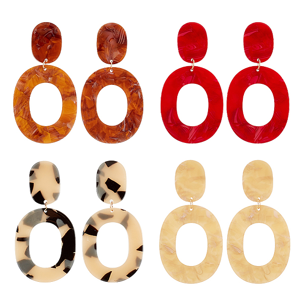 PandaHall ANATTASOUL 4 Pairs 4 Colors Hollow Oval Acrylic Dangle Stud Earrings for Women, with 316 Surgical Stainless Steel Pins, Mixed..., Multicolor
PandaHall ANATTASOUL 4 Pairs 4 Colors Hollow Oval Acrylic Dangle Stud Earrings for Women, with 316 Surgical Stainless Steel Pins, Mixed..., Multicolor
