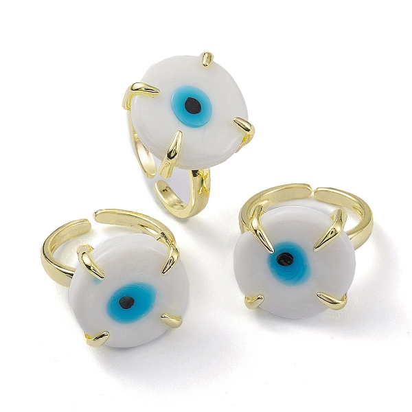PandaHall Lampwork Evil Eye Open Cuff Ring, Light Gold Brass Lucky Jewelry for Women, Lead Free & Cadmium Free, White, US Size 6 1/4(16.7mm)...
PandaHall Lampwork Evil Eye Open Cuff Ring, Light Gold Brass Lucky Jewelry for Women, Lead Free & Cadmium Free, White, US Size 6 1/4(16.7mm)...