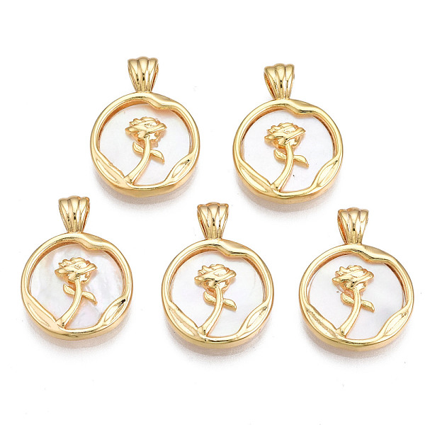 PandaHall Brass Pendants, with Creamy White Shell, Cadmium Free & Nickel Free & Lead Free, Flat Round with Rose Flower, for Valentine Day...
PandaHall Brass Pendants, with Creamy White Shell, Cadmium Free & Nickel Free & Lead Free, Flat Round with Rose Flower, for Valentine Day...