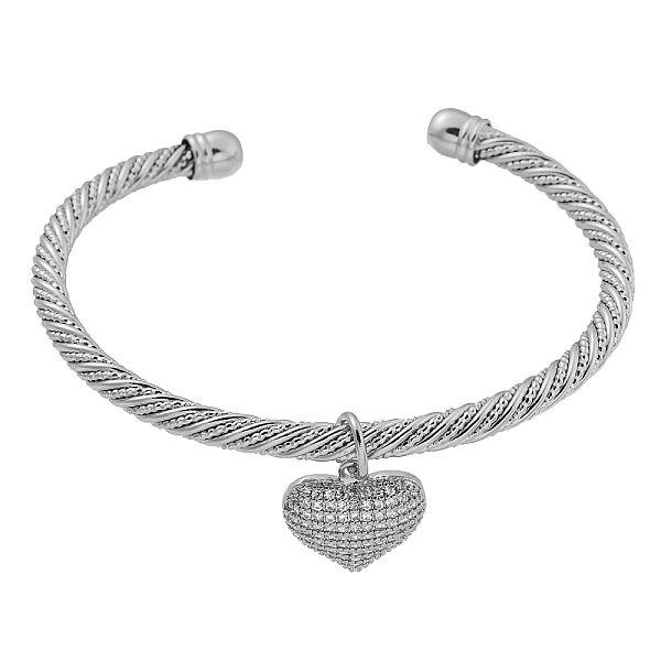 PandaHall Brass Micro Pave Clear Cubic Zirconia Open Cuff Bangles, Heart Charm Bangles for Women, Platinum, Inner Diameter: 2x2-3/8 inch...
PandaHall Brass Micro Pave Clear Cubic Zirconia Open Cuff Bangles, Heart Charm Bangles for Women, Platinum, Inner Diameter: 2x2-3/8 inch...