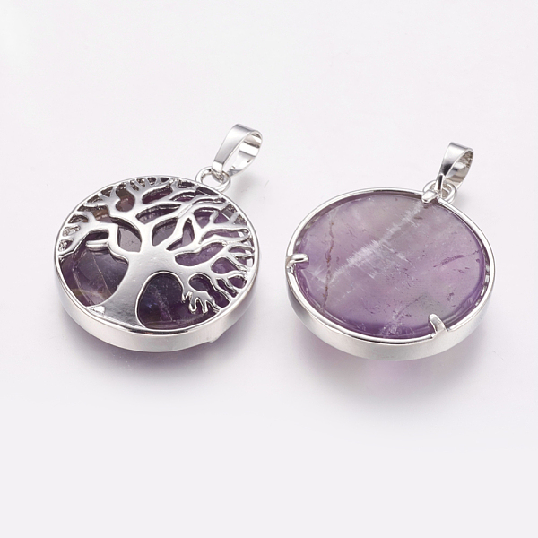 PandaHall Natural Amethyst Pendants, with Brass Findings, Platinum, Flat Round with Tree, 31x27x6.5~7mm, Hole: 5x8mm Amethyst Flat Round
PandaHall Natural Amethyst Pendants, with Brass Findings, Platinum, Flat Round with Tree, 31x27x6.5~7mm, Hole: 5x8mm Amethyst Flat Round