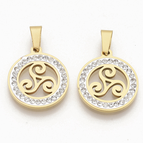 PandaHall 201 Stainless Steel Pendants, with Random Size Snap On Bails and Polymer Clay Crystal Rhinestones, Flat Round with..., Clear
PandaHall 201 Stainless Steel Pendants, with Random Size Snap On Bails and Polymer Clay Crystal Rhinestones, Flat Round with..., Clear
