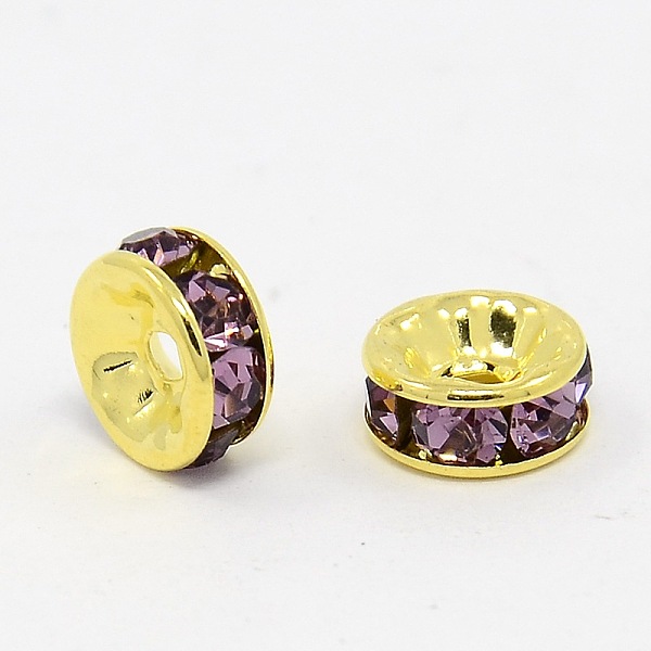 PandaHall Brass Grade A Rhinestone Spacer Beads, Golden Plated, Rondelle, Nickel Free, Light Amethyst, 8x3.8mm, Hole: 1.5mm Brass+Rhinestone..., Purple
PandaHall Brass Grade A Rhinestone Spacer Beads, Golden Plated, Rondelle, Nickel Free, Light Amethyst, 8x3.8mm, Hole: 1.5mm Brass+Rhinestone..., Purple