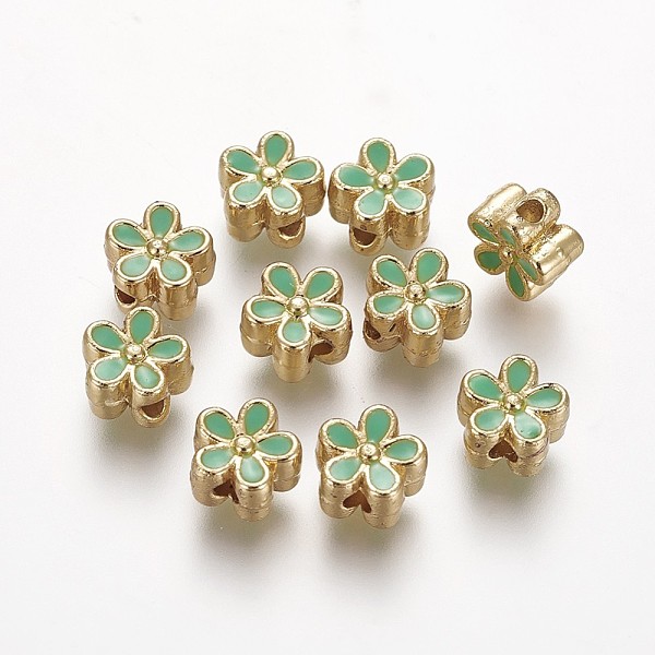 PandaHall Brass Enamel Beads, Long-Lasting Plated, Flower, Real 18K Gold Plated, Light Green, 7x3.3mm, Hole: 1.6mm Brass+Enamel Flower Green
PandaHall Brass Enamel Beads, Long-Lasting Plated, Flower, Real 18K Gold Plated, Light Green, 7x3.3mm, Hole: 1.6mm Brass+Enamel Flower Green