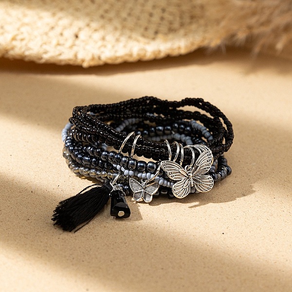 PandaHall Bohemian Vacation Style Glass Beaded Charms Bracelets Set for Women Glass
PandaHall Bohemian Vacation Style Glass Beaded Charms Bracelets Set for Women Glass