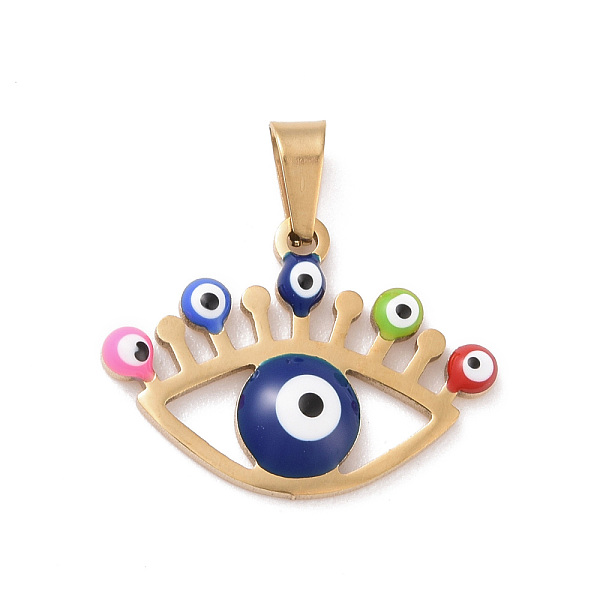 PandaHall Vacuum Plating 304 Stainless Steel Enamel Pendants, Golden, Hollow, Eye with Evil Eye, Colorful, 16x22x3mm, Hole: 5x3mm Stainless...
PandaHall Vacuum Plating 304 Stainless Steel Enamel Pendants, Golden, Hollow, Eye with Evil Eye, Colorful, 16x22x3mm, Hole: 5x3mm Stainless...