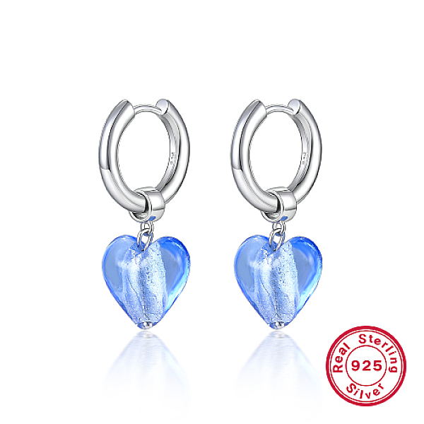 PandaHall 925 Sterling Silver Hoop Earrings, Lampwork Heart Drop Earrings, with 925 Stamp, Silver, 30x16mm Sterling Silver Heart
PandaHall 925 Sterling Silver Hoop Earrings, Lampwork Heart Drop Earrings, with 925 Stamp, Silver, 30x16mm Sterling Silver Heart