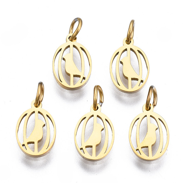 PandaHall 316 Surgical Stainless Steel Charms, with Jump Rings, Oval with Bird, Real 14K Gold Plated, 9x6x1mm, Hole: 2.5mm, Jump Ring...
PandaHall 316 Surgical Stainless Steel Charms, with Jump Rings, Oval with Bird, Real 14K Gold Plated, 9x6x1mm, Hole: 2.5mm, Jump Ring...