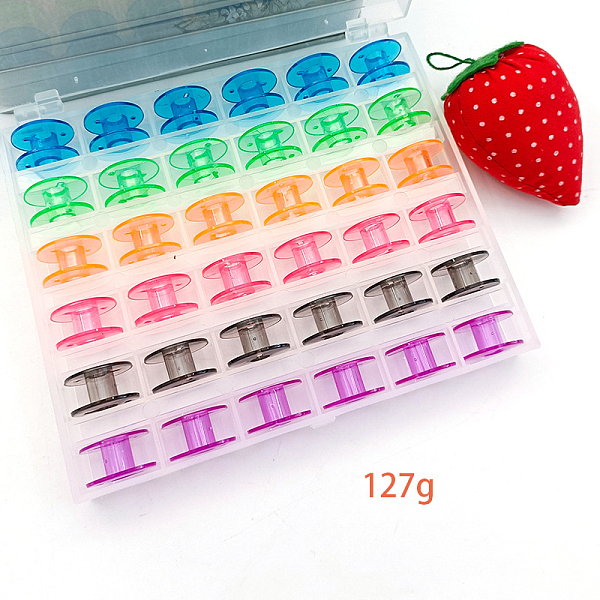 PandaHall Transparent Plastic Bobbins, Sewing Thread Holders, for Sewing Tools, with Storage Box, Mixed Color, 20x10mm, Hole: 6mm, 36pcs/set..., Multicolor
PandaHall Transparent Plastic Bobbins, Sewing Thread Holders, for Sewing Tools, with Storage Box, Mixed Color, 20x10mm, Hole: 6mm, 36pcs/set..., Multicolor