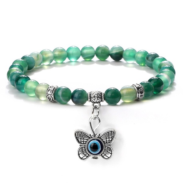 PandaHall Fashion Natural Banded Agate Beaded Stretch Bracelets, Butterfly with Evil Eye Charms Bracelets for Women Banded Agate Butterfly
PandaHall Fashion Natural Banded Agate Beaded Stretch Bracelets, Butterfly with Evil Eye Charms Bracelets for Women Banded Agate Butterfly