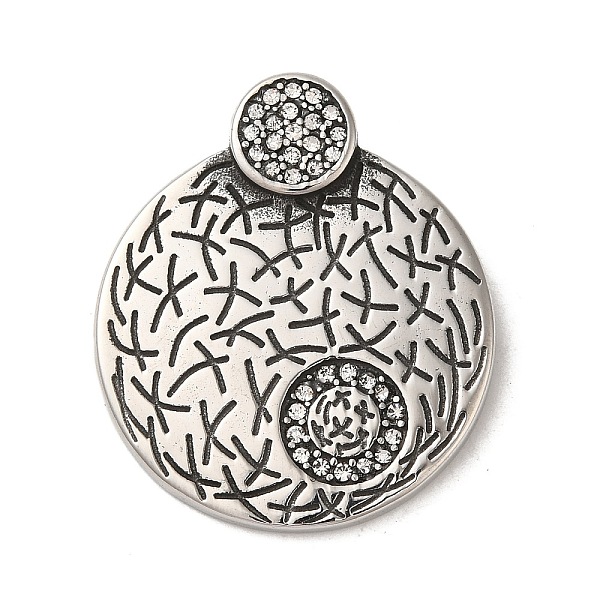 PandaHall 304 Stainless Steel Pendants, with Clear Cubic Zirconia, Textured, Flat Round Charm, Antique Silver, 34.5x29.5x8mm, Hole...
PandaHall 304 Stainless Steel Pendants, with Clear Cubic Zirconia, Textured, Flat Round Charm, Antique Silver, 34.5x29.5x8mm, Hole...