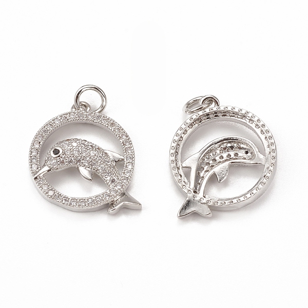 PandaHall Brass Micro Pave Cubic Zirconia Pendants, with Jump Ring, Ring with Dolphin Charm, Platinum, 18x16x3mm, Hole: 3mm Brass+Cubic..., Clear
PandaHall Brass Micro Pave Cubic Zirconia Pendants, with Jump Ring, Ring with Dolphin Charm, Platinum, 18x16x3mm, Hole: 3mm Brass+Cubic..., Clear