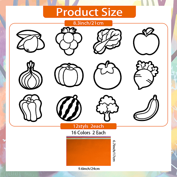 PandaHall Suncatcher Craft Set, for Kids Window Paint Art Painting, Fruit Pattern, 19.9~21x7.6~21cm, about 12pcs/set Paper Fruit Black
PandaHall Suncatcher Craft Set, for Kids Window Paint Art Painting, Fruit Pattern, 19.9~21x7.6~21cm, about 12pcs/set Paper Fruit Black