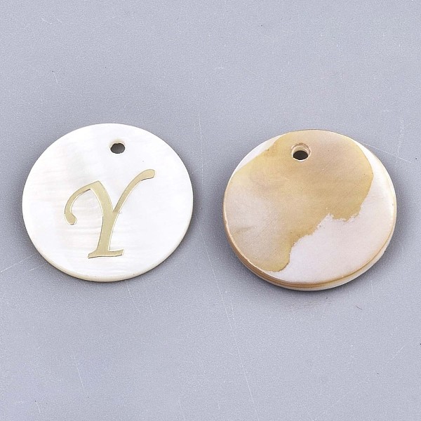 PandaHall Natural Freshwater Shell Pendants, with Golden Plated Brass Etched Metal Embellishments, Flat Round with Letter, Letter.Y, 15x2mm...
PandaHall Natural Freshwater Shell Pendants, with Golden Plated Brass Etched Metal Embellishments, Flat Round with Letter, Letter.Y, 15x2mm...