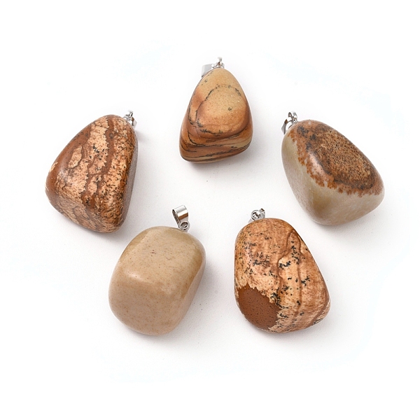 PandaHall Natural Picture Jasper Pendants, with Platinum Tone Brass Findings, Nuggets, 23~30x13~22x12~20mm, Hole: 5x3mm Picture Jasper...
PandaHall Natural Picture Jasper Pendants, with Platinum Tone Brass Findings, Nuggets, 23~30x13~22x12~20mm, Hole: 5x3mm Picture Jasper...