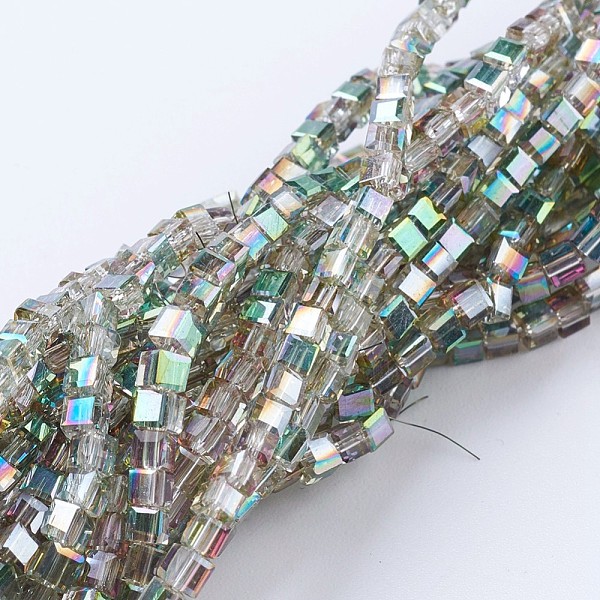 PandaHall Electroplate Glass Beads Strands, Half Plated, Faceted, Cube, Medium Aquamarine, 2~2.5x2~2.5x2~2.5mm, Hole: 0.5mm, about..., Green
PandaHall Electroplate Glass Beads Strands, Half Plated, Faceted, Cube, Medium Aquamarine, 2~2.5x2~2.5x2~2.5mm, Hole: 0.5mm, about..., Green