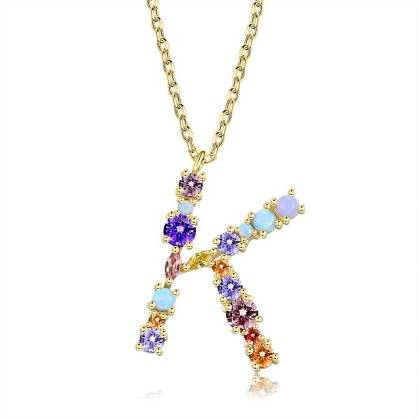 PandaHall Brass Micro Pave Cubic Zirconia Pendant Necklaces, Initial Necklaces, with Cable Chains, Letter K, Colorful, Golden, 15-3/4 inch...
PandaHall Brass Micro Pave Cubic Zirconia Pendant Necklaces, Initial Necklaces, with Cable Chains, Letter K, Colorful, Golden, 15-3/4 inch...