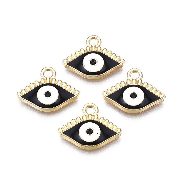 PandaHall Light Gold Plated Alloy Enamel Pendants, Cadmium Free & Lead Free, Evil Eye, Black, 12x16x2mm, Hole: 2mm Alloy+Enamel Eye Black
PandaHall Light Gold Plated Alloy Enamel Pendants, Cadmium Free & Lead Free, Evil Eye, Black, 12x16x2mm, Hole: 2mm Alloy+Enamel Eye Black