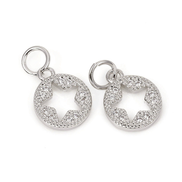 PandaHall Brass Micro Pave Cubic Zirconia Charms, with Jump Rings, Flat Round with Star, Clear, Platinum, 11.5x9x1.8mm, Jump Rings: 5x0.8mm...
PandaHall Brass Micro Pave Cubic Zirconia Charms, with Jump Rings, Flat Round with Star, Clear, Platinum, 11.5x9x1.8mm, Jump Rings: 5x0.8mm...