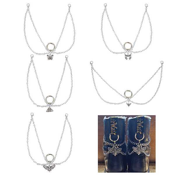 PandaHall 10Pcs 5 Style Butterfly with Skull Tibetan Style Alloy Boot Strap Chains, Aluminum Cable Chains with Lobster Claw Clasp, Platinum...
PandaHall 10Pcs 5 Style Butterfly with Skull Tibetan Style Alloy Boot Strap Chains, Aluminum Cable Chains with Lobster Claw Clasp, Platinum...