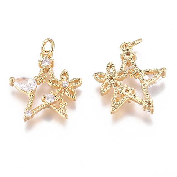 PandaHall Brass Micro Pave Cubic Zirconia Pendants, Long-Lasting Plated, with Jump Ring, Star with Flower, Clear, Golden, 16x15x3mm, Hole...
PandaHall Brass Micro Pave Cubic Zirconia Pendants, Long-Lasting Plated, with Jump Ring, Star with Flower, Clear, Golden, 16x15x3mm, Hole...