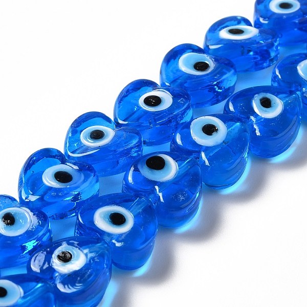 PandaHall Handmade Evil Eye Lampwork Beads Strands, Heart, Dodger Blue, 12x12x6mm, Hole: 1.4mm, about 33pcs/strand, 14.37''~14.57''...
PandaHall Handmade Evil Eye Lampwork Beads Strands, Heart, Dodger Blue, 12x12x6mm, Hole: 1.4mm, about 33pcs/strand, 14.37''~14.57''...