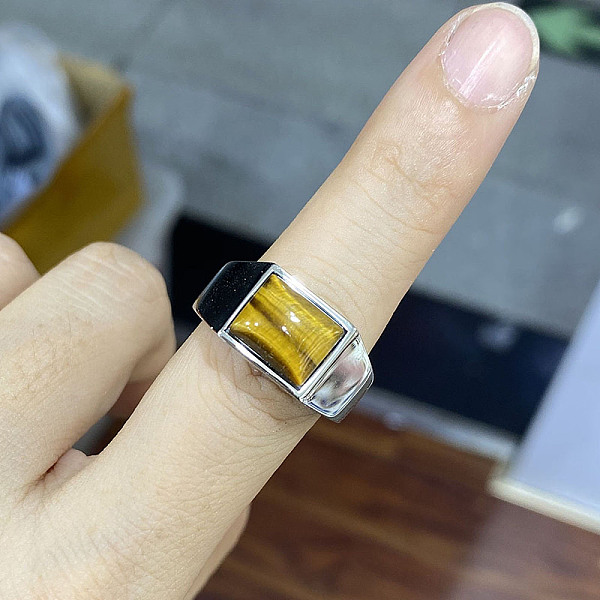 PandaHall Rectangle Natural Tiger Eye Finger Ring, Stainless Steel Jewelry, Stainless Steel Color, US Size 11 1/4(20.7mm) Tiger Eye...
PandaHall Rectangle Natural Tiger Eye Finger Ring, Stainless Steel Jewelry, Stainless Steel Color, US Size 11 1/4(20.7mm) Tiger Eye...