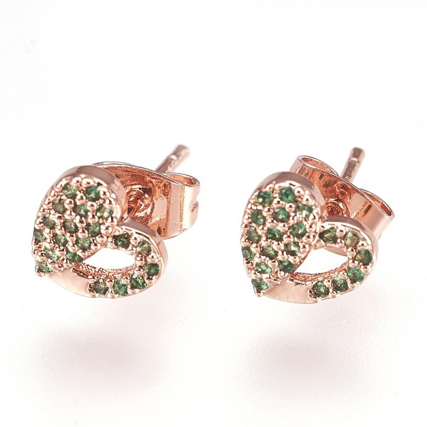PandaHall Brass Ear Studs, with Cubic Zirconia, Lead Free & Cadmium Free & Nickel Free, Heart, Green, Rose Gold, 7x8x2mm, Pin: 0.8mm Cubic...
PandaHall Brass Ear Studs, with Cubic Zirconia, Lead Free & Cadmium Free & Nickel Free, Heart, Green, Rose Gold, 7x8x2mm, Pin: 0.8mm Cubic...