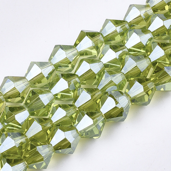 PandaHall Electroplate Glass Beads Strands, Pearl Luster Plated, Faceted, Bicone, Light Green, 6x5.5~6mm, Hole: 1mm, about 44~47pcs/strand...
PandaHall Electroplate Glass Beads Strands, Pearl Luster Plated, Faceted, Bicone, Light Green, 6x5.5~6mm, Hole: 1mm, about 44~47pcs/strand...