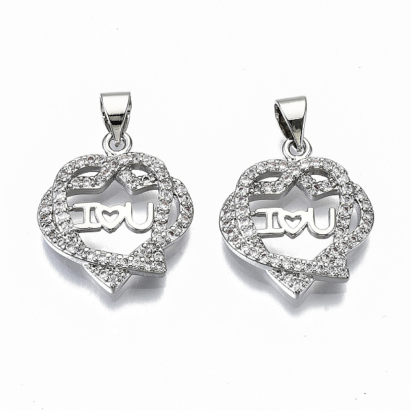 PandaHall Brass Micro Pave Clear Cubic Zirconia Pendants, for Valentine's Day, Cadmium Free & Nickel Free & Lead Free, Heart with Word I...
PandaHall Brass Micro Pave Clear Cubic Zirconia Pendants, for Valentine's Day, Cadmium Free & Nickel Free & Lead Free, Heart with Word I...