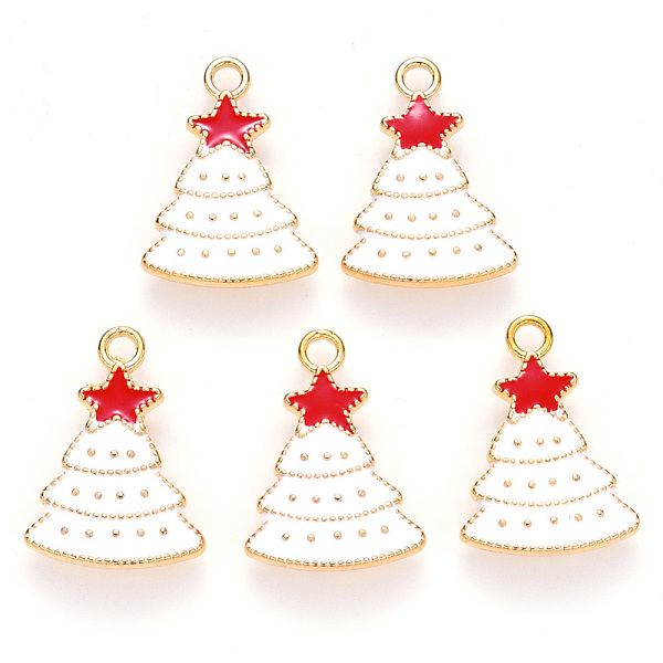 PandaHall Alloy Enamel Pendants, for Christmas, Christmas Tree with star, Light Gold, White, 22x16x3mm, Hole: 2mm Alloy+Enamel Tree White
PandaHall Alloy Enamel Pendants, for Christmas, Christmas Tree with star, Light Gold, White, 22x16x3mm, Hole: 2mm Alloy+Enamel Tree White