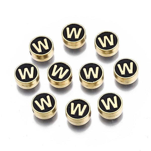 PandaHall Alloy Enamel Beads, Cadmium Free & Lead Free, Light Gold, Flat Round with Alphabet, Black, Letter.W, 8x4mm, Hole: 1.5mm...
PandaHall Alloy Enamel Beads, Cadmium Free & Lead Free, Light Gold, Flat Round with Alphabet, Black, Letter.W, 8x4mm, Hole: 1.5mm...