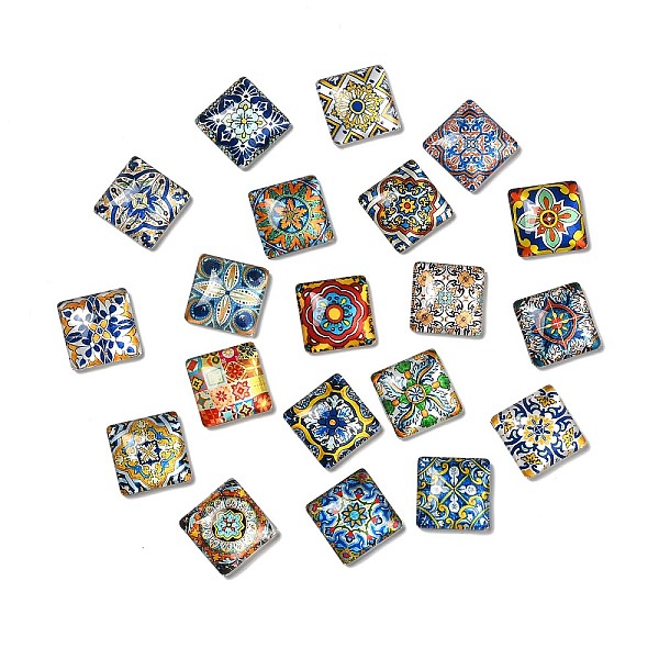 PandaHall Glass Cabochons, Square with Flower Pattern, Mixed Color, 15x15x5mm, 20pcs/bag. Glass Square Multicolor
PandaHall Glass Cabochons, Square with Flower Pattern, Mixed Color, 15x15x5mm, 20pcs/bag. Glass Square Multicolor
