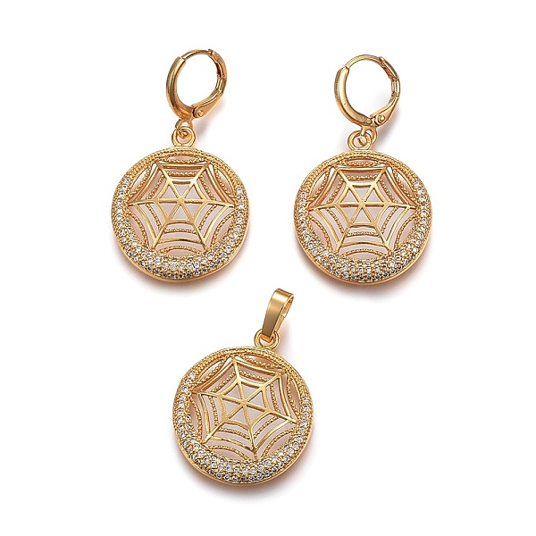 PandaHall Brass Micro Pave Cubic Zirconia Jewelry Sets, Pendant and Earrings, Long-Lasting Plated, Flat Round with Spider Web, Real 24K Gold..., Clear
PandaHall Brass Micro Pave Cubic Zirconia Jewelry Sets, Pendant and Earrings, Long-Lasting Plated, Flat Round with Spider Web, Real 24K Gold..., Clear