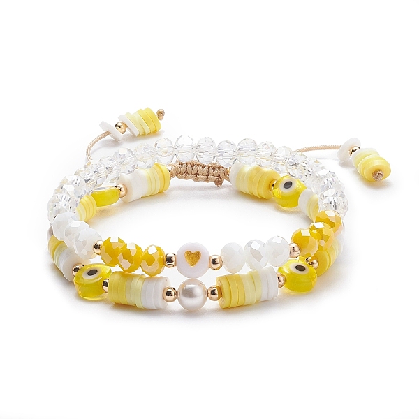 PandaHall 2Pcs 2 Style Polymer Clay Heishi Surfer Braided Bead Bracelets Set with Lampwork Evil Eye, Glass Pearl Preppy Bracelets with..., Yellow
PandaHall 2Pcs 2 Style Polymer Clay Heishi Surfer Braided Bead Bracelets Set with Lampwork Evil Eye, Glass Pearl Preppy Bracelets with..., Yellow