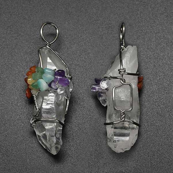 PandaHall Natural Quartz Crystal Big Pendants, with Mixed Gemstone Chips and Brass Findings, Nuggets, Platinum, 60~110x20~27mm, Hole: 7x10mm..., Clear
PandaHall Natural Quartz Crystal Big Pendants, with Mixed Gemstone Chips and Brass Findings, Nuggets, Platinum, 60~110x20~27mm, Hole: 7x10mm..., Clear