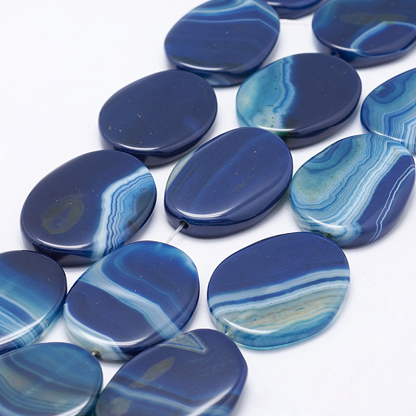 PandaHall Natural Striped Agate/Banded Agate Beads Strands, Dyed & Heated, Oval, Dodger Blue, 37~41x25~31x5~7mm, Hole: 2mm, about...
PandaHall Natural Striped Agate/Banded Agate Beads Strands, Dyed & Heated, Oval, Dodger Blue, 37~41x25~31x5~7mm, Hole: 2mm, about...