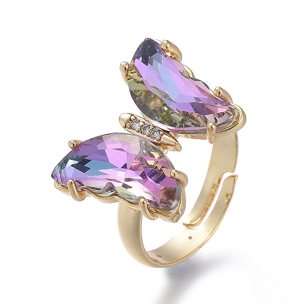 PandaHall Adjustable Brass Glass Finger Rings, with Clear Cubic Zirconia, Butterfly, Golden, Medium Purple, Size 7, Inner Diameter: 17mm...
PandaHall Adjustable Brass Glass Finger Rings, with Clear Cubic Zirconia, Butterfly, Golden, Medium Purple, Size 7, Inner Diameter: 17mm...